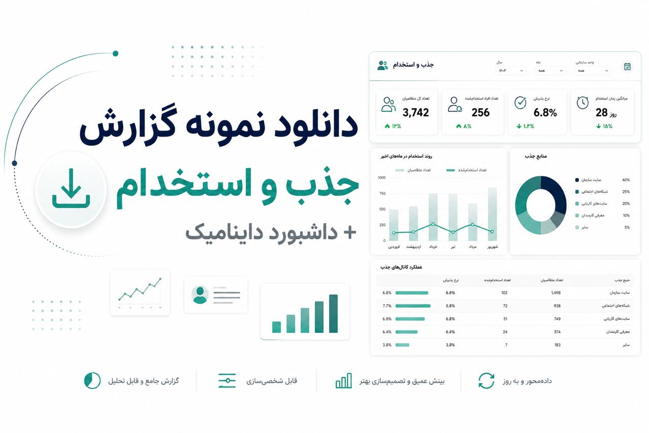 تصویر دانلود نمونه گزارش جذب و استخدام + داشبورد داینامیک